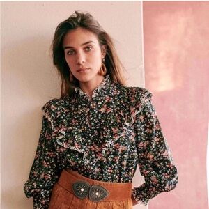 NWT Sezane Agathe Blouse 34 XS